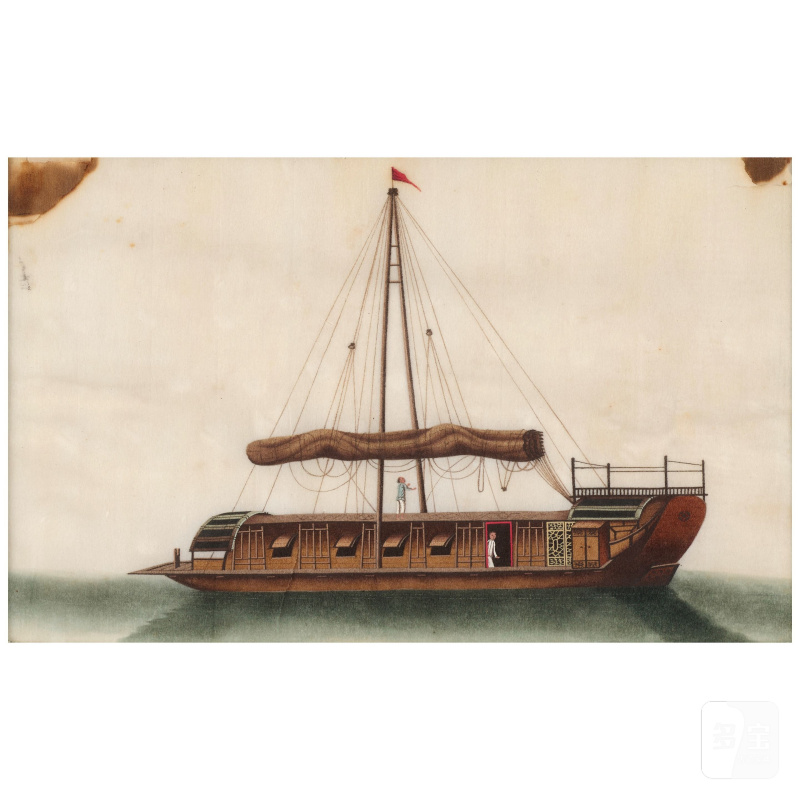 佚名 廣東學院畫派 船舶與風景 冊頁八幀 設色紙本 鏡框 十九世紀 | ANONYMOUS, GUANGDONG SCHOOL, 19th century - 图13